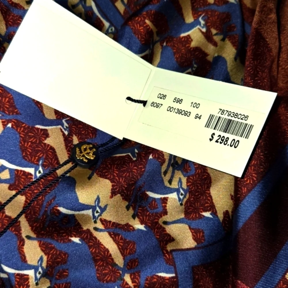 Brooks Brothers NWTs Deer Print Multicolor Silk Scarf